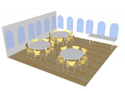 3D tegntil festing af 6x6 meter telt