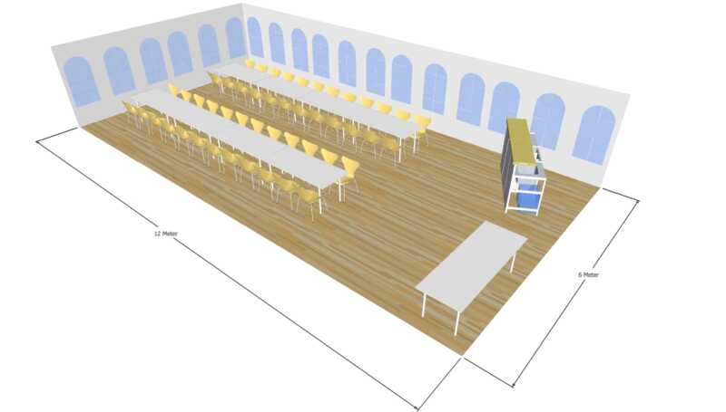 3D tegning af 6x12 meter telt til fest og events i teltudlejning