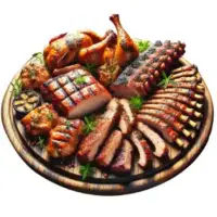 BBQ grill buffet | Grillplatte til grill og catering af kylling, gris, spareribs, lam og okse